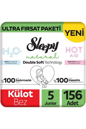 Natural Double Soft Ultra Fırsat Paketi Külot Bez 5 Numara Junior 156 Adet