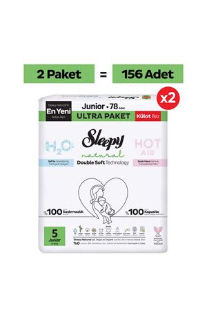 Natural Double Soft Ultra Fırsat Paketi Külot Bez 5 Numara Junior 156 Adet