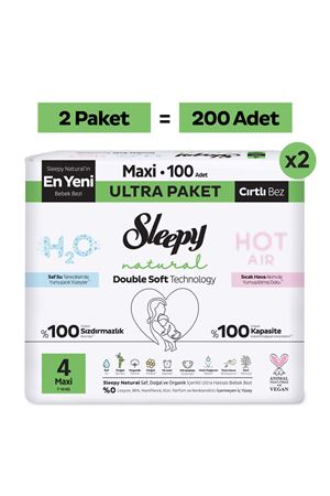 Natural Double Soft Ultra Fırsat Paketi Bebek Bezi 4 Numara Maxi 200 Adet