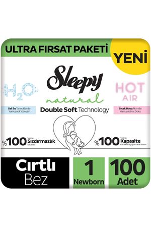 Natural Double Soft Ultra Fırsat Paketi Bebek Bezi 1 Numara Newborn 100 Adet