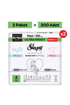 Natural Double Soft Ultra Fırsat Paketi Külot Bez 4 Numara Maxi 200 Adet