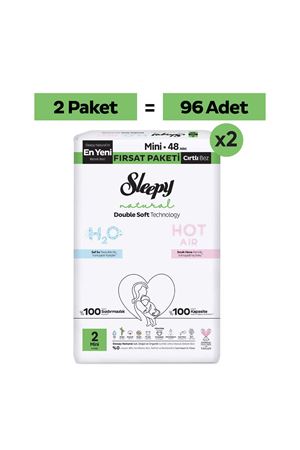 Natural Double Soft Ultra Fırsat Paketi Bebek Bezi 2 Numara Mini 96 Adet