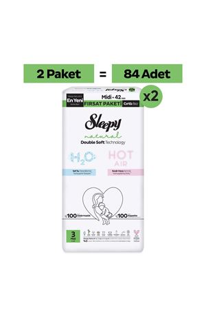 Natural Double Soft Ultra Fırsat Paketi Bebek Bezi 3 Numara Midi 84 Adet