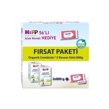 3 Organik Devam Sütü Combiotic 800grx2 Adet (Islak Mendil Hediye)
