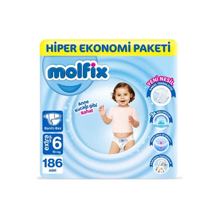 Bebek Bezi 6 Numara X Large Hiper Ekonomi Paketi 186 Adet