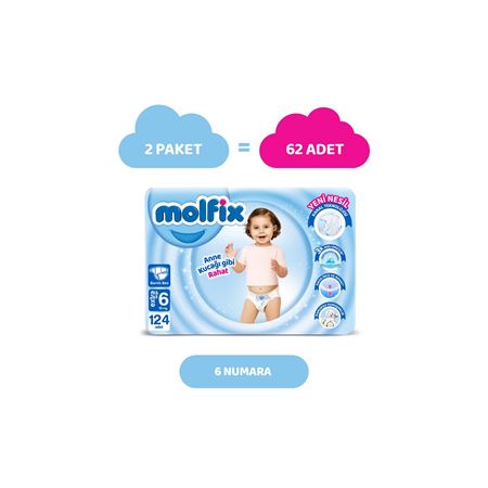 Bebek Bezi 6 Beden E.Large Hiper Ekonomi Paketi 124 Adet