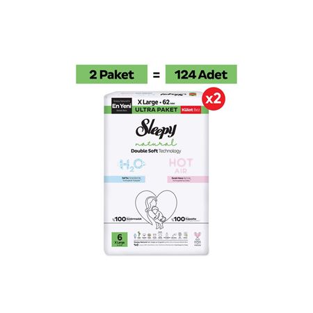 Natural Double Soft Ultra Fırsat Paketi Külot Bez 6 Numara Xlarge 124 Adet