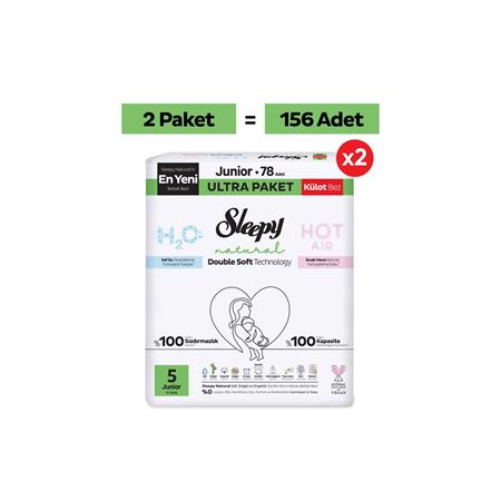 Natural Double Soft Ultra Fırsat Paketi Külot Bez 5 Numara Junior 156 Adet