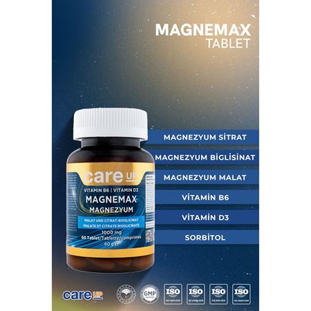 Magnezyum Sitrat+Biglisinat+Malat İçeren Tablet 60'lı