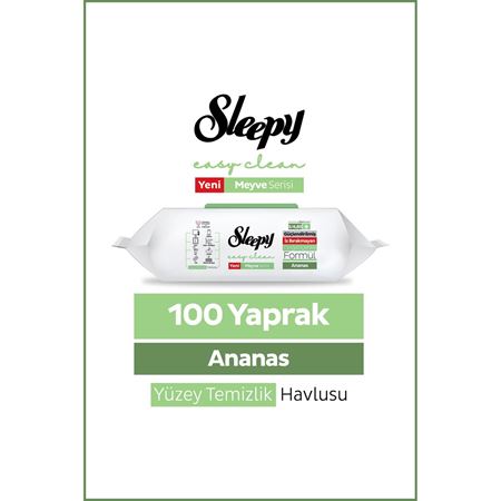 Sleepy Meyve Serisi Yüzey Temizlik Havlusu Mendili Ananas 100 Yaprak