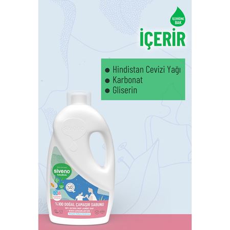 Siveno %100 Doğal Bebek Çamaşır Sabunu Kendinden Yumuşatıcılı Bitkisel Deterjan Vegan 1000 ml