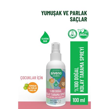 Siveno %100 Doğal Kolay Tarama Spreyi Çocuklar İçin Nemlendirici Hindistan Cevizi Yağlı 100 ml