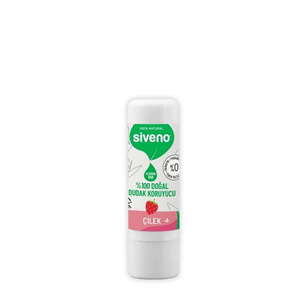 Siveno %100 Doğal Dudak Koruyucu Çilek Bitkisel Lipbalm Dudak Kremi Nemlendirici Parlatıcı Onarıcı 6 G