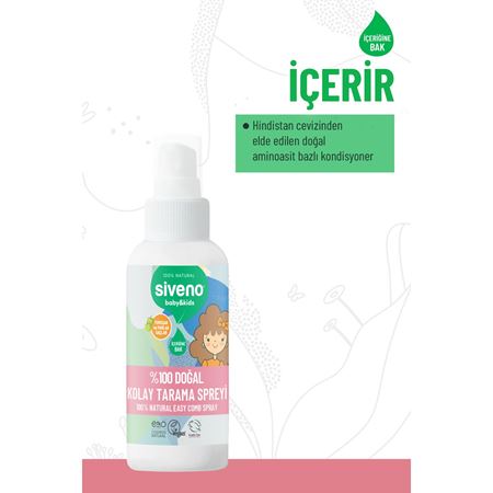 Siveno %100 Doğal Kolay Tarama Spreyi Çocuklar İçin Nemlendirici Hindistan Cevizi Yağlı 100 ml
