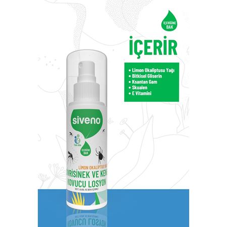 Siveno Sivrisinek ve Kene Kovucu Sprey Losyon Bitkisel Tüm Vücut İçin Aile Boy 100 ml