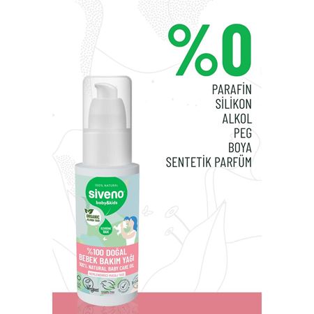 Siveno %100 Doğal Bebek Yağı Organik Jojoba Bakım Masaj Yağı Parafinsiz Bitkisel Vegan 50 ml