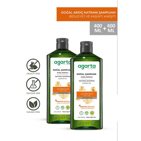 Agarta 2 Adet Doğal Ardıç Katranı Ve Keratin Saç Egzaması Şampuan 400 ml