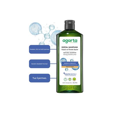 Agarta Güçlü Ve Parlak Saçlar İçin Bitkisel Tuzsuz Şampuan 400 ml.