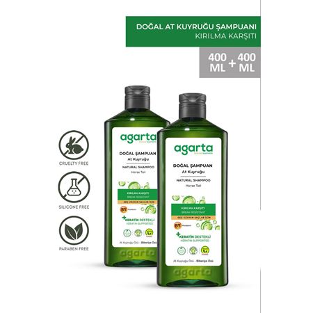 Agarta 2 Adet Doğal At Kuyruğu Özlü Tuzsuz Şampuan 400 ml