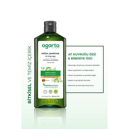 Agarta At Kuyruğu Bitkisi Özlü Keratin Içeren Dökülme Karşıtı Bakım Tuzsuz Şampuan 400 ml