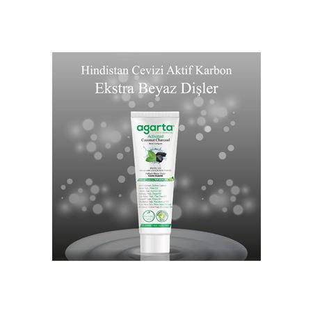 Agarta 3 Adet Doğal Florürsüz Hindistan Cevizi Özlü Aktif Karbonlu Diş Macunu 100 ml