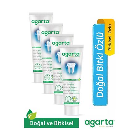 Agarta 4 Adet Doğal Bitki Özlü Florürsüz Diş Macunu 100 Ml