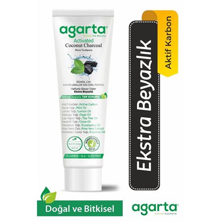 Agarta Doğal Hindistan Cevizi Özlü Aktif Karbonlu Florürsüz Diş Macunu 100 ml