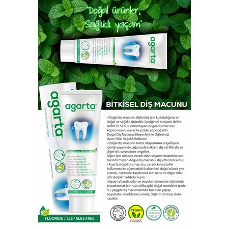 Agarta Doğal Bitki Özlü Florürsüz Beyazlatıcı Diş Macunu 100 ml