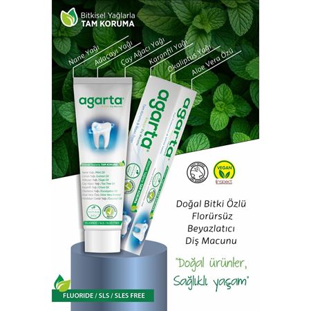 Agarta Doğal Bitki Özlü Florürsüz Beyazlatıcı Diş Macunu 100 ml