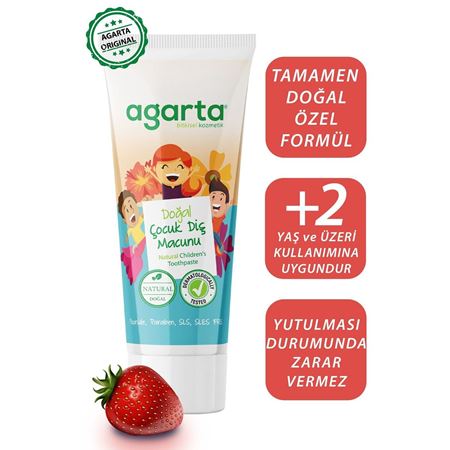 Agarta 3 Adet Doğal Florürsüz Çocuk Diş Macunu Çilekli 75 ml