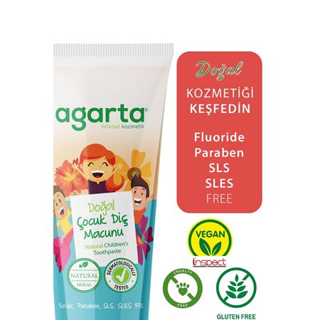 Agarta 2 Adet Doğal Florürsüz Çocuk Diş Macunu Çilekli 75 ml