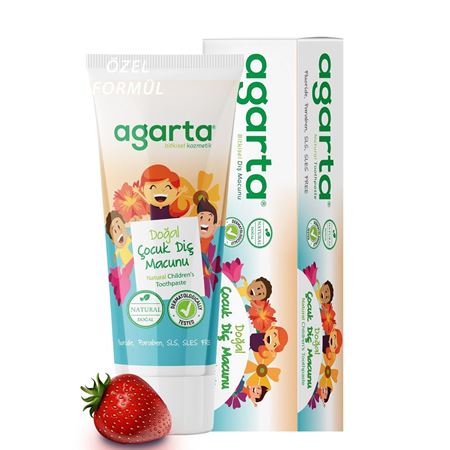Agarta 3 Adet Doğal Florürsüz Çocuk Diş Macunu Çilekli 75 ml