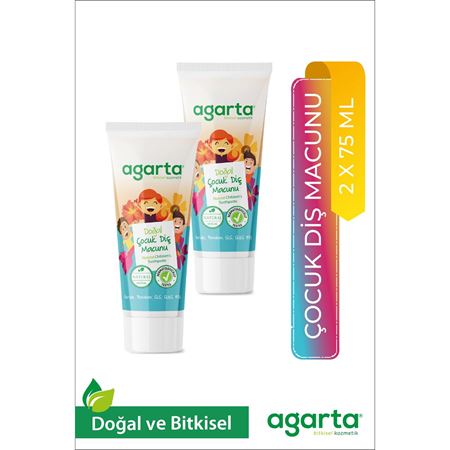 Agarta 2 Adet Doğal Florürsüz Çocuk Diş Macunu Çilekli 75 ml