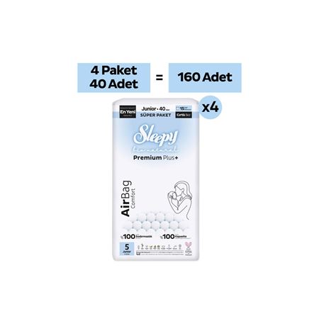 Sleepy Bio Natural Premium Plus Airbag Comfort Ultra Paket Bebek Bezi 5 Numara Junior 160 Adet
