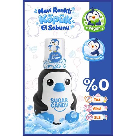 Sugar Candy Yaban Mersini Kokulu Doğal Vegan Çocuk Köpük El Sabunu Nero 350 ml Paraben Içermeyen Mavi Köpük