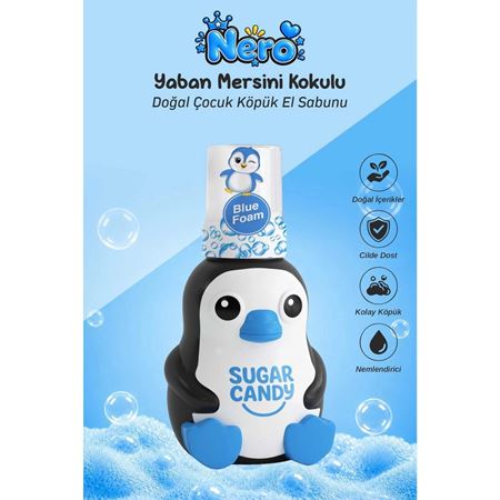 Sugar Candy Yaban Mersini Kokulu Doğal Vegan Çocuk Köpük El Sabunu Nero 350 ml Paraben Içermeyen Mavi Köpük