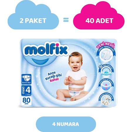 Molfix Bebek Bezi 4 Beden Maxi Fırsat Paketi 80 Adet