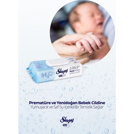 Sleepy Aquacare H2O Yenidoğan Islak Bebek Havlusu 12X50