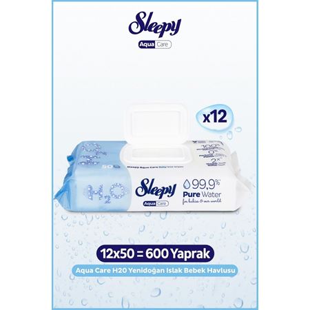 Sleepy Aquacare H2O Yenidoğan Islak Bebek Havlusu 12X50