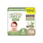 Baby Turco Doğadan Süper Avantaj Paketi Pofuduk Bebek Bezi 5 Numara Junior 156 Adet