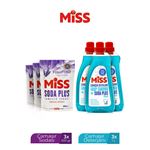 Miss Çamaşır Deterjanı Arap Sabunu Soda Plus Etkili 3x1500 ml+Miss Soda Plus Lavanta Foşur Foşur 3x500 Gr