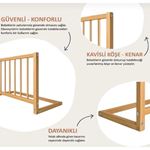 Lunvia Süper Star 120x50 cm Doğal Ahşap Yatak Bariyeri Güvenlik Bariyeri - Hemnes Divan Uyumlu Hemnes Divan Uyumlu