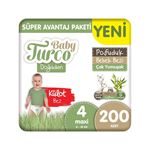 Baby Turco Doğadan Süper Avantaj Paketi Pofuduk Külot Bez 4 Numara Maxi 200 Adet