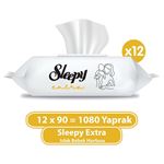 Sleepy Extra Islak Bebek Havlusu 12X90 (1080 Yaprak) Limon Kokusuyla Hassas Ciltler İçin