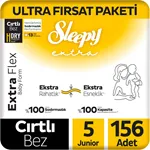 Sleepy Extra Flex Ultra Fırsat Paketi Bebek Bezi 5 Numara Junior 156 Adet