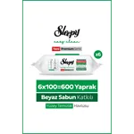 Sleepy Easy Clean Premium Beyaz Sabun Katkılı Yüzey Temizlik Havlusu Mendili 6x100 (600 Yaprak)